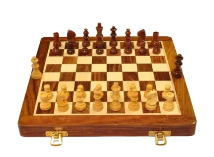Wooden Handcrafted Foldable Magnetic Chess Board Set with Magnetic Pieces